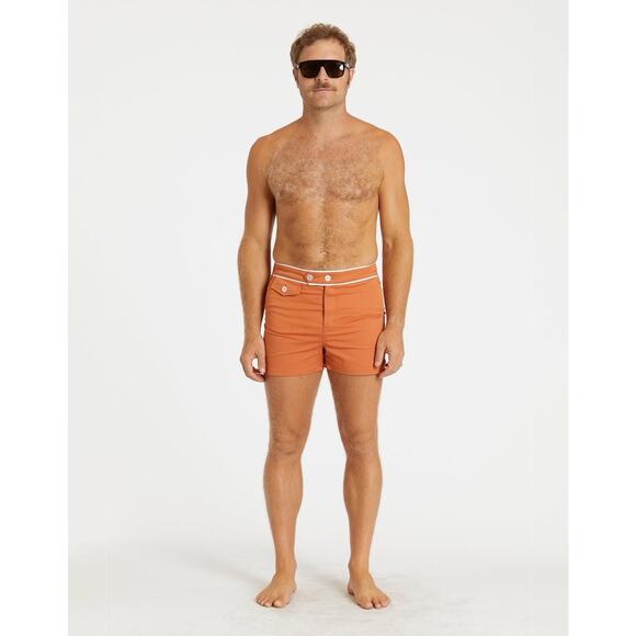 Hammies Cabana Trunk Men Rust Orange Size 34 Swim Shorts New MSRP $80 - Picture 1 of 6